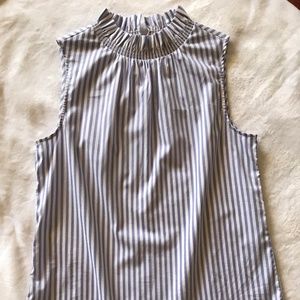 NWT Banana Republic Pleated Collar Striped Blouse